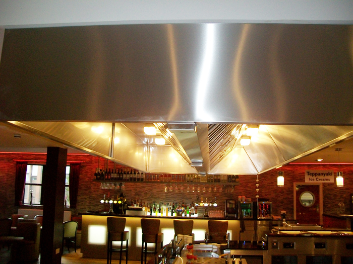 Illuminated stainless steel extraction canopy installed by Cool Stream